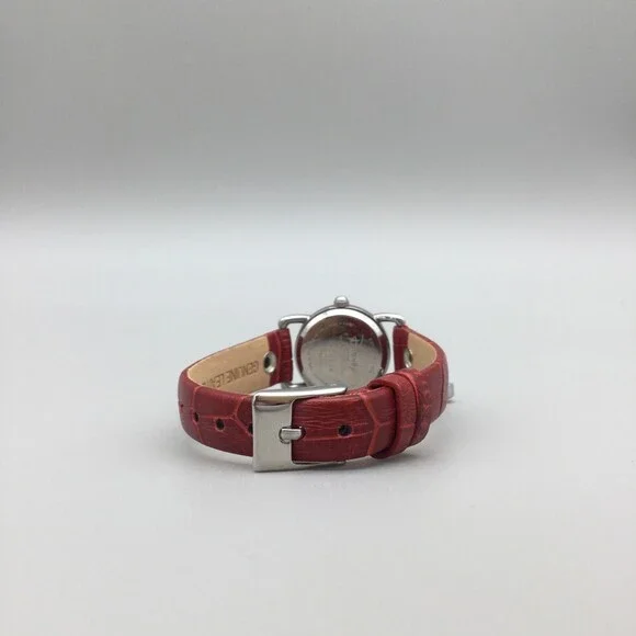 Disney Watch Women Mickey Mouse 22mm Silver Tone Leather Band Charm New Battery - Picture 5 of 15